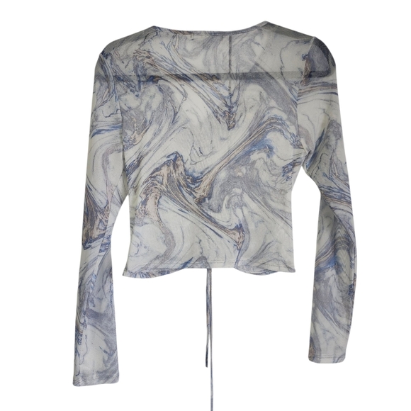Gaze Sheer Marble Print Ruched Top - Picture 2 of 2